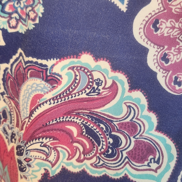 Chico's Purple Blue Paisley Cropped Pants Size 2 (Large) 5774 - Picture 2 of 6